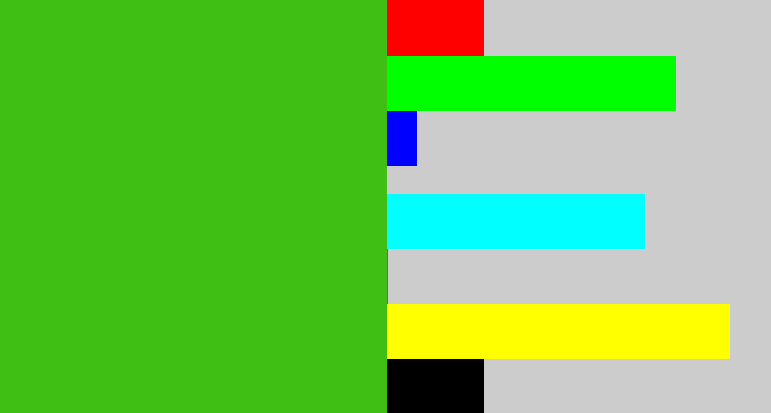 Hex color #3fbe14 - frog green