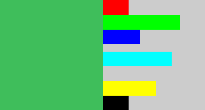 Hex color #3fbe5b - cool green