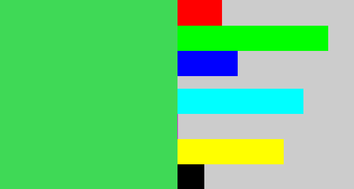Hex color #3fd956 - lightish green