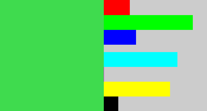 Hex color #3fdb4e - light neon green