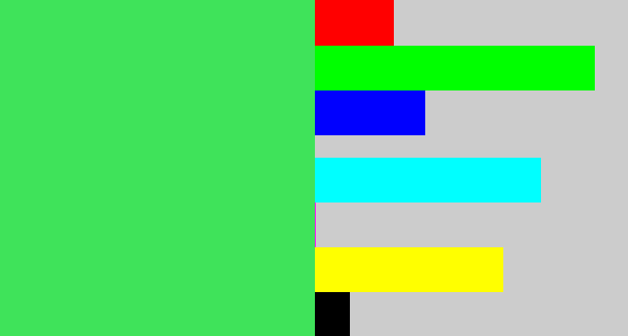 Hex color #3fe35a - light neon green