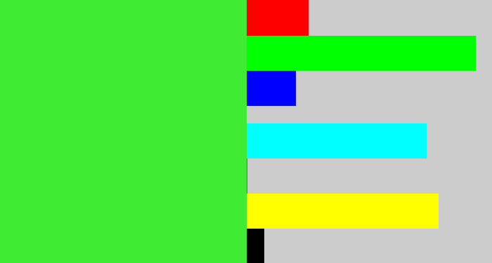 Hex color #3fec33 - radioactive green