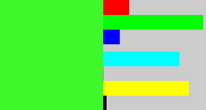Hex color #3ff72a - radioactive green