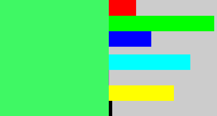 Hex color #3ff864 - light bright green