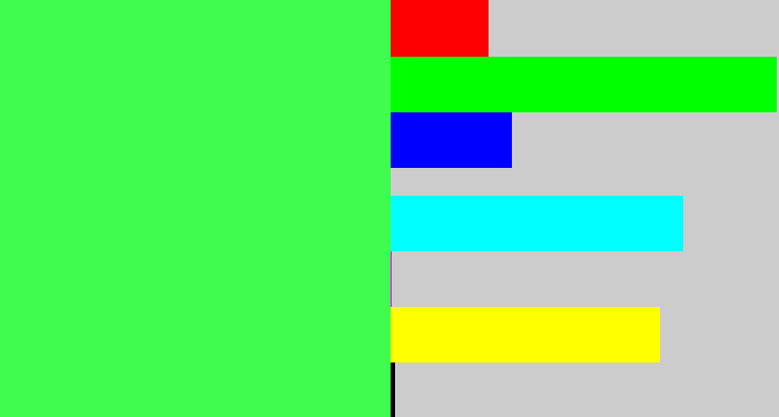 Hex color #3ffc4f - light neon green