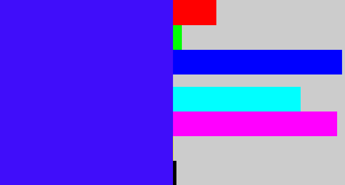 Hex color #400dfa - blue/purple