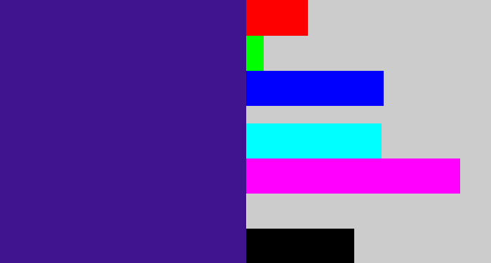 Hex color #40138f - indigo