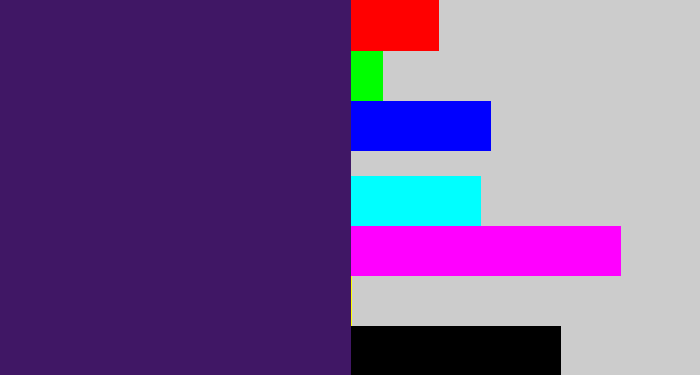 Hex color #401765 - royal purple