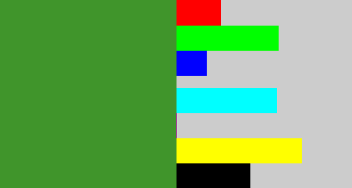 Hex color #40952b - grass green