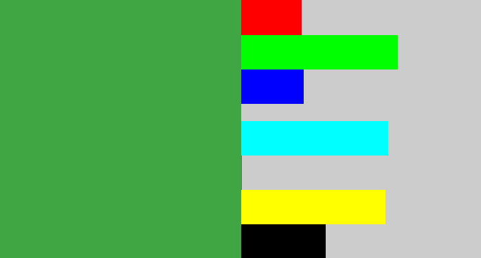Hex color #40a643 - medium green
