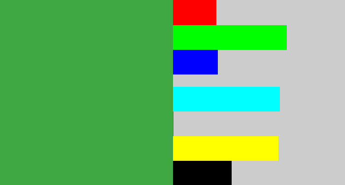 Hex color #40a842 - medium green
