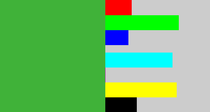 Hex color #40b239 - medium green