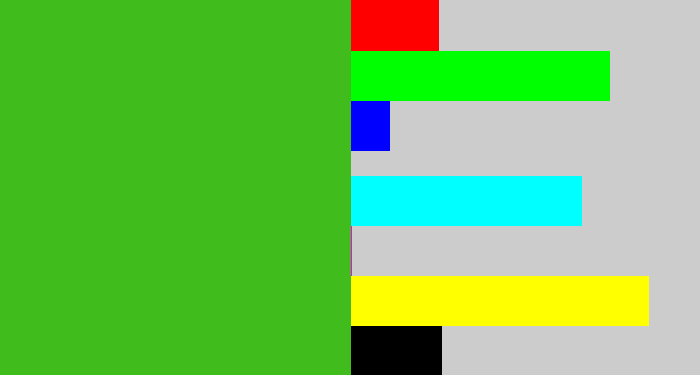 Hex color #40bd1d - frog green
