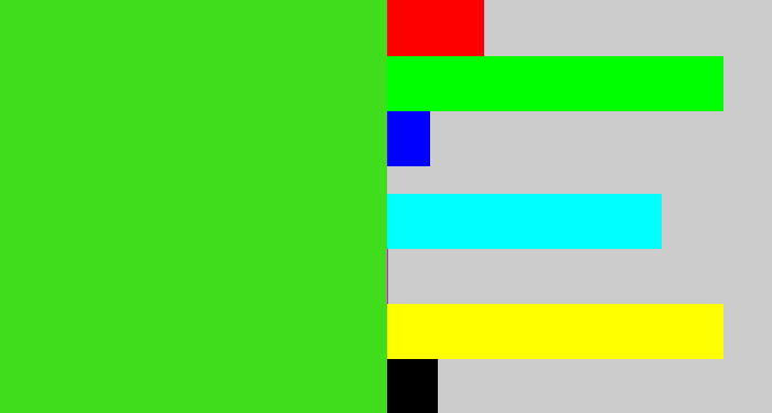Hex color #40dd1c - vivid green
