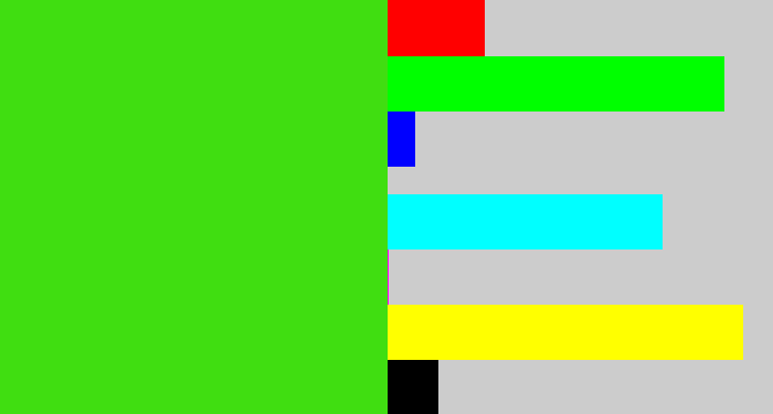 Hex color #40de11 - vivid green
