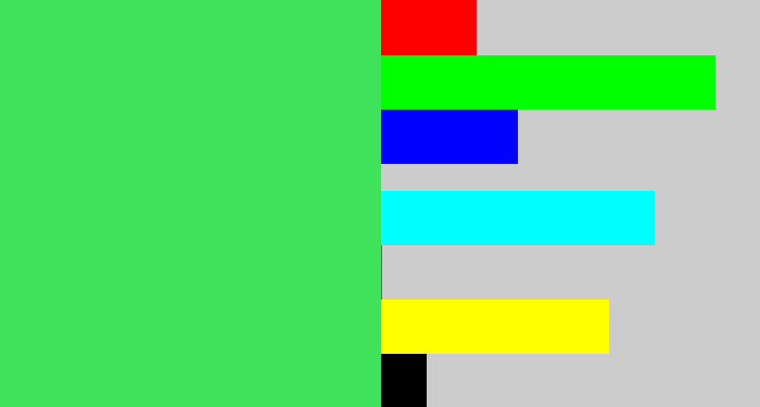 Hex color #40e15b - light neon green