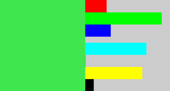 Hex color #40e64d - light neon green