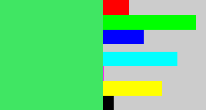 Hex color #40e663 - weird green