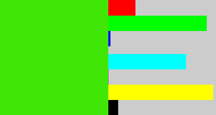 Hex color #40e706 - vivid green