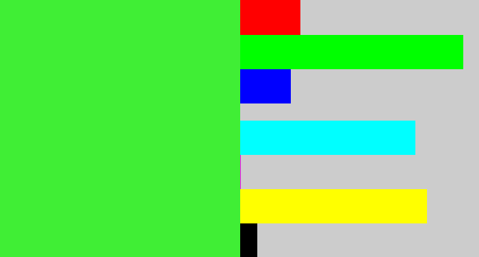 Hex color #40ee35 - radioactive green