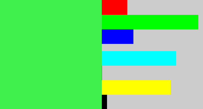 Hex color #40f14e - light neon green
