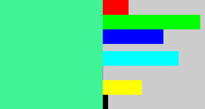 Hex color #40f396 - sea green