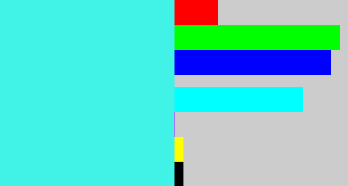 Hex color #40f3e6 - bright cyan