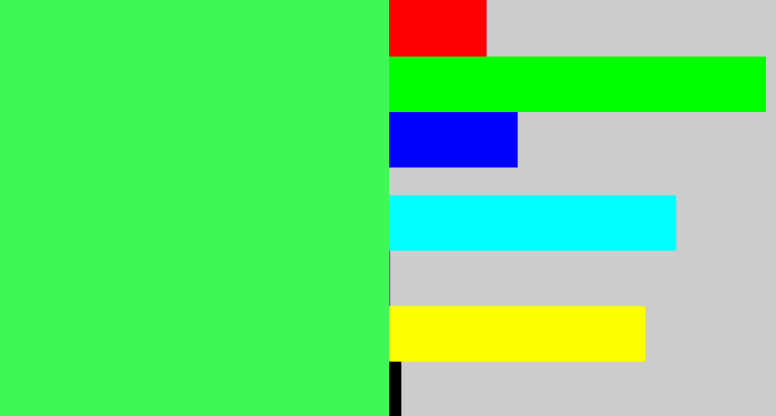 Hex color #40f855 - light neon green