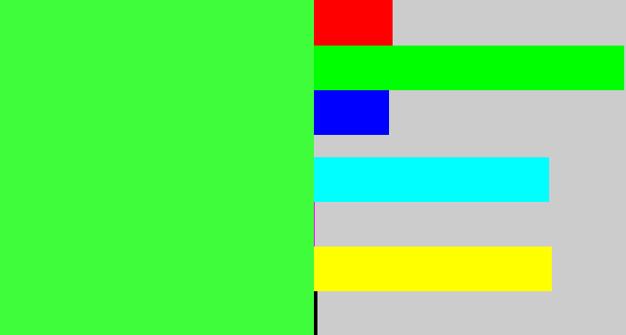 Hex color #40fd3c - light neon green