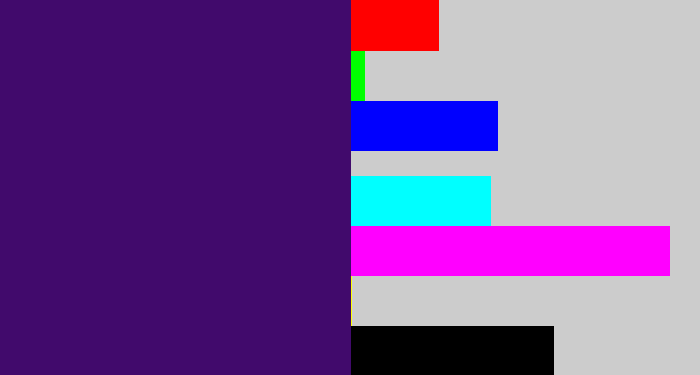 Hex color #410a6c - royal purple