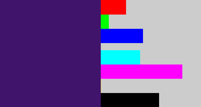 Hex color #41146b - royal purple