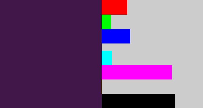 Hex color #411648 - deep violet
