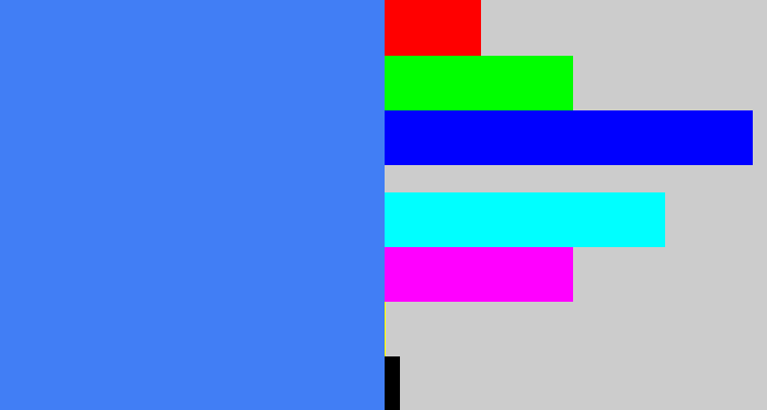 Hex color #417ef5 - dodger blue