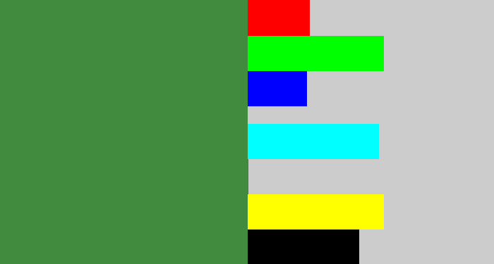 Hex color #418b3e - fern green
