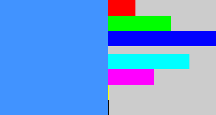 Hex color #4193ff - dodger blue