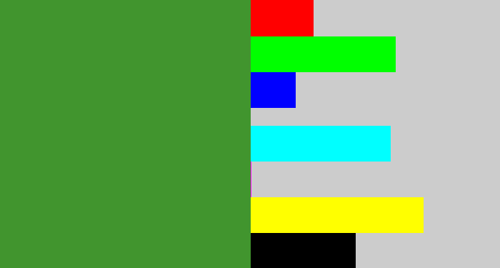 Hex color #41952e - fern green
