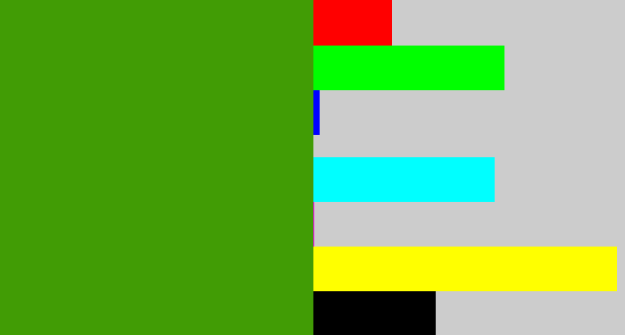 Hex color #419c05 - grassy green