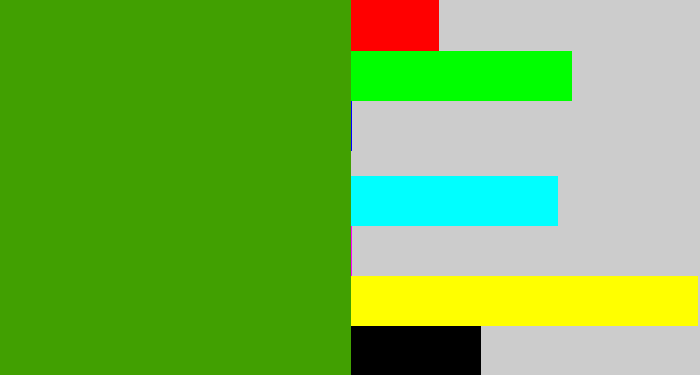 Hex color #41a001 - grassy green