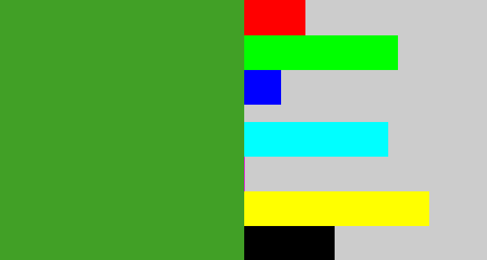 Hex color #41a026 - grass green