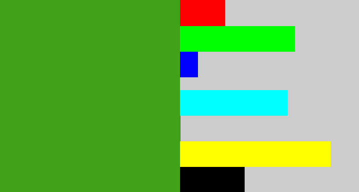 Hex color #41a21a - grass green