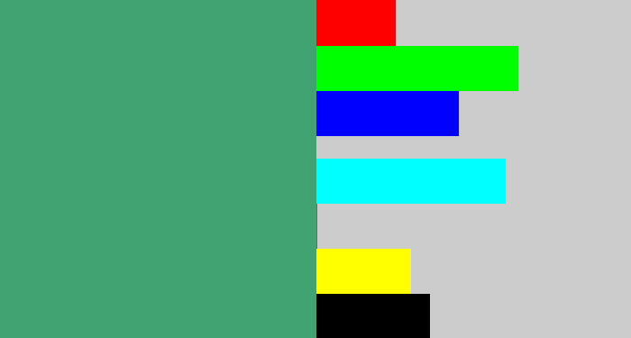 Hex color #41a372 - greenish