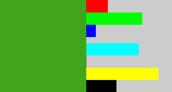 Hex color #41a51b - grass green