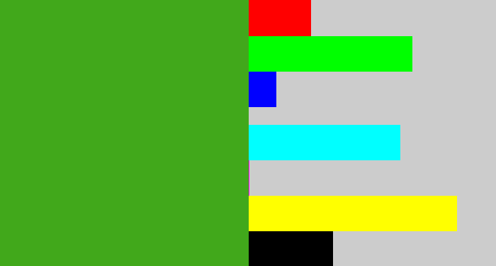 Hex color #41a81b - grass green
