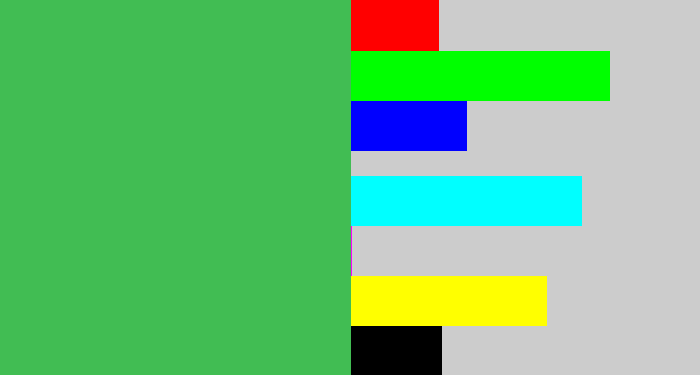 Hex color #41bd53 - medium green