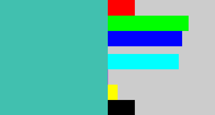 Hex color #41c0af - greeny blue