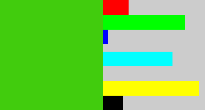 Hex color #41cc0d - frog green