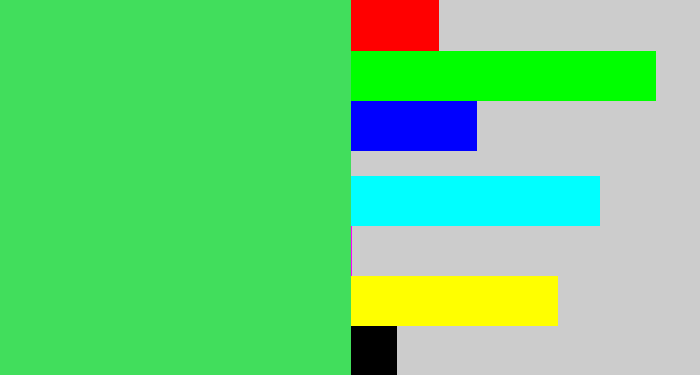 Hex color #41de5c - lightish green