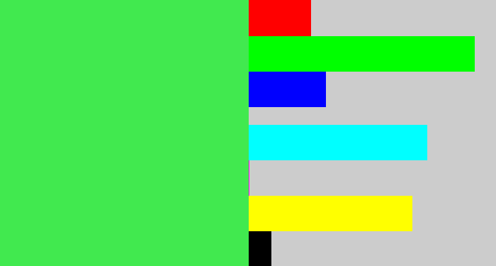 Hex color #41e94f - light neon green
