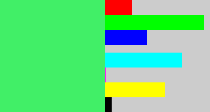 Hex color #41ef67 - light bright green