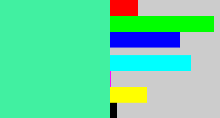 Hex color #41f0a1 - sea green